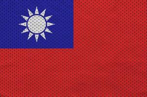 Taiwan flag printed on a polyester nylon sportswear mesh fabric photo