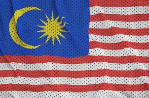 Malaysia flag printed on a polyester nylon sportswear mesh fabri photo