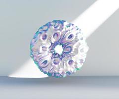 3d render, abstract geometric torus shape, cracked surface with hole. Split object isolated on white background. Minimal design. photo