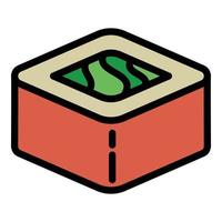 Red sushi roll icon, outline style vector