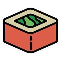 Red sushi roll icon, outline style vector