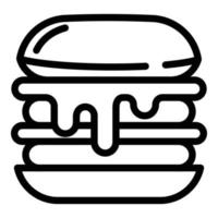 icono de hamburguesa con queso, estilo de esquema vector