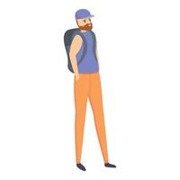 icono de mochila turística hipster, estilo de dibujos animados vector