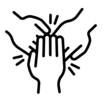 Cohesion teamwork hands icon, outline style vector