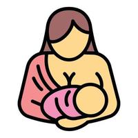 Young mother breastfeeding icon, outline style vector