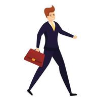 Walking bank teller icon, cartoon style vector