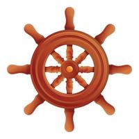 Boat ship wheel icon, cartoon style vector