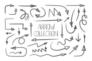 Arrows. Collection of hand drawn arrows. Handmade sketch. Arrows icons set. Hand drawn pointers. Vector illustration