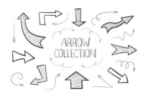 Arrows icons. Collection of hand drawn arrows. Handmade sketch. Arrows icons set. Hand drawn pointers. Vector illustration