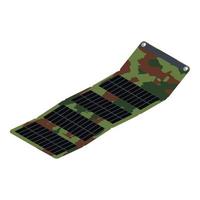 Solar battery camera charger icon, isometric style vector