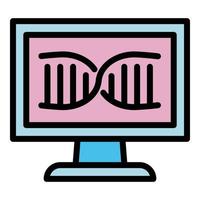 Forensic laboratory dna monitor icon, outline style vector