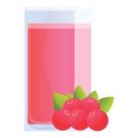 Berry juice glass icon, cartoon style vector