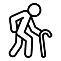 Man walking stick icon, outline style vector