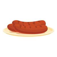 Breakfast grilled sausage icon, cartoon style vector