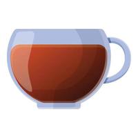 Tea glass cup icon, cartoon style vector