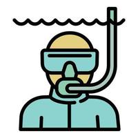 Island snorkeling icon, outline style vector