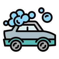 icono de espuma de coche limpio, estilo de contorno vector