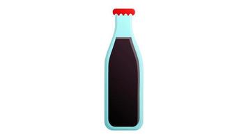 coca-cola black color in a glass bottle on a white background, vector illustration. cola for drinking fast food. harmful lemonade. soda for drinking, a lot of sugar in the drink