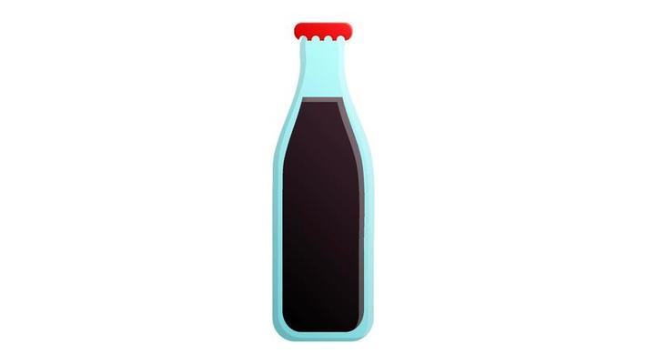 coca-cola black color in a glass bottle on a white background, vector illustration. cola for drinking fast food. harmful lemonade. soda for drinking, a lot of sugar in the drink
