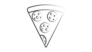 slice of pizza on thin crust, white background, vector illustration. pizza with round pieces of salami. pepperoni italian pizza. delicious fatty pizza. unhealthy fast food snack