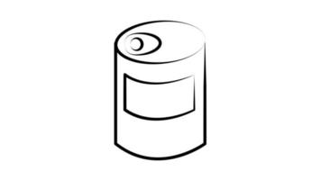 Canned beans line icon. Baked beans tin cartoon graphic symbol. Vector illustration