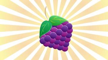 Bunch of grapes drawn by hand, black outline on the background of linear rays. Calligraphy. For design of posters, banners, logos vector