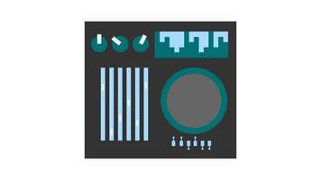 tablero de dj de vinilo de equipo de música de audio verde retro vintage con controles deslizantes y manivelas y botones de los años 70, 80, 90. ilustración vectorial vector