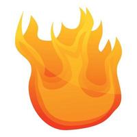 Hot fire flame icon, cartoon style vector