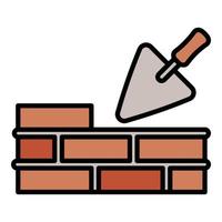 Trowel wall brick icon, outline style vector