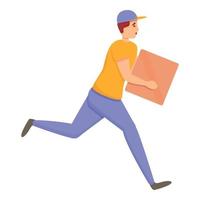 Fast parcel delivery icon, cartoon style vector