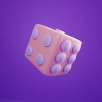 3d cube dice icon with pastel color photo