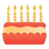 Birthday cake icon, cartoon style vector