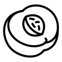 Half peach icon, outline style vector