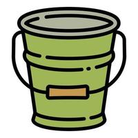 Gardening steel bucket icon, outline style vector