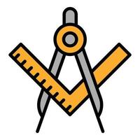 Architect compass icon, outline style vector