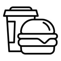 icono de taza de café de hamburguesa, estilo de esquema vector