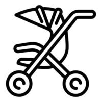 icono de cochecito de maternidad, estilo de contorno vector