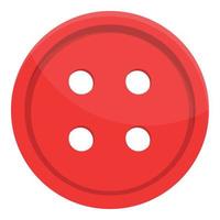 Red clothes button icon, cartoon style vector