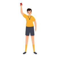 Referee show red card icon, cartoon style vector