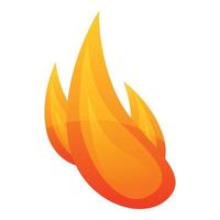 Orange fire flame icon, cartoon style vector