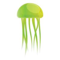 Glowing jellyfish icon, cartoon style vector