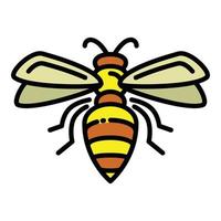 Flying wasp icon, outline style vector