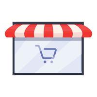 Online shopping icon, cartoon style vector