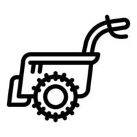 Walk-behind tractor icon, outline style vector