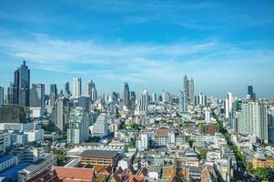 Bangkok Cityscape view with beautiful scenery blue sky and cloud in the day time.Bangkok is the capital and most populous city of Thailand. photo
