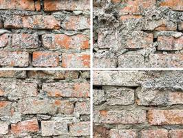 Brick orange wall backgrounds set. Textures photo