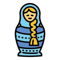 Blue nesting doll icon, outline style vector