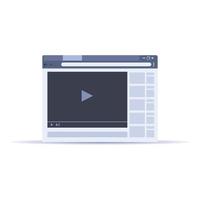 Browser video play icon, cartoon style vector