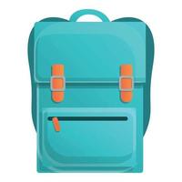 Hiking laptop backpack icon, cartoon style vector