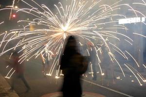 Abstract photo of devils and fireworks parties.